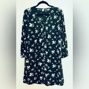 Black Floral Long Sleeve Dress